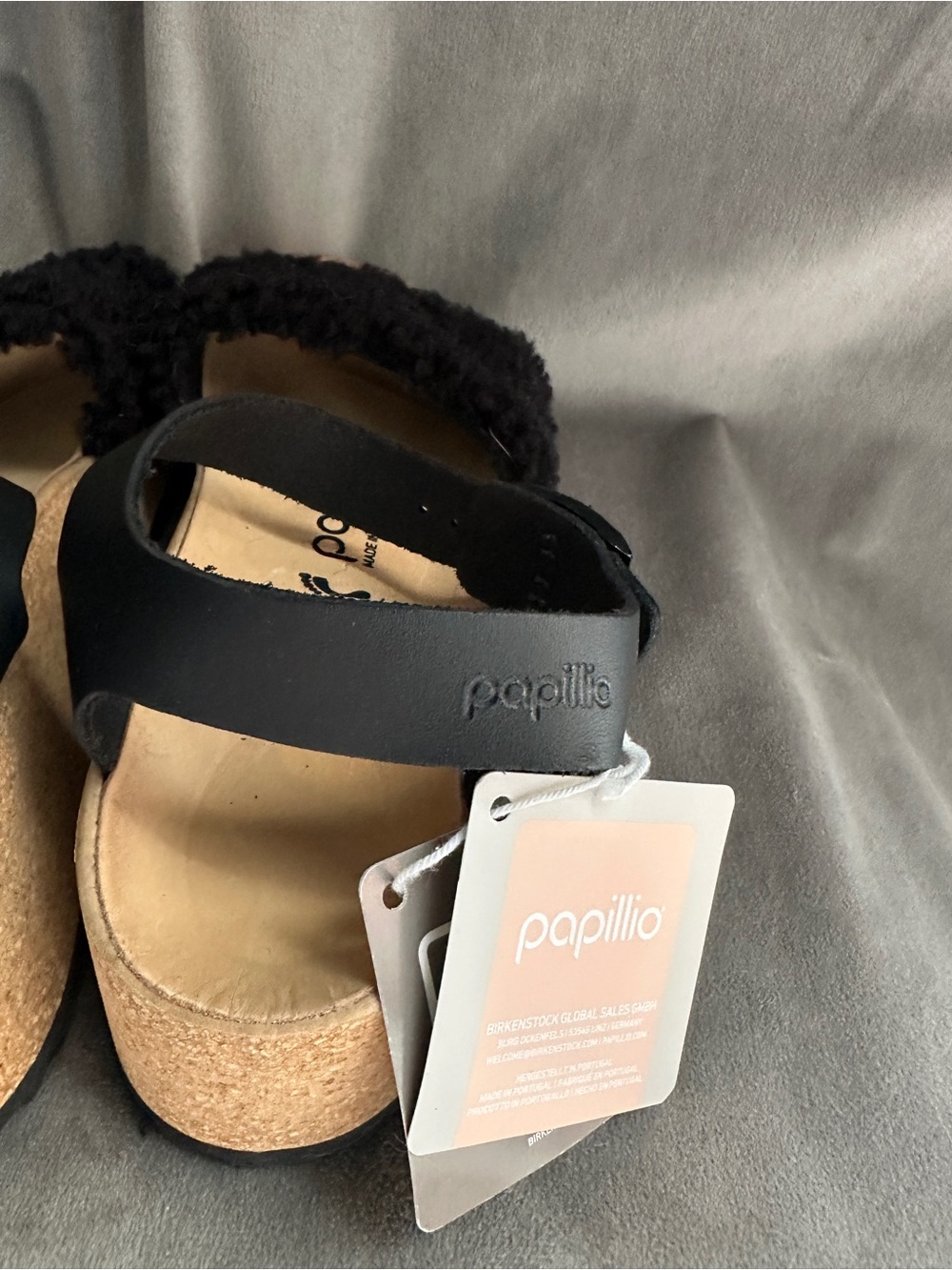 Birkenstock Papillio Glenda Teddy Shearling Cork Sandals - NWT 7.5/38 - Picture 3 of 9